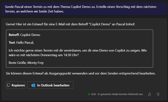 M365 Chat: Terminvorschläge automatisch machen