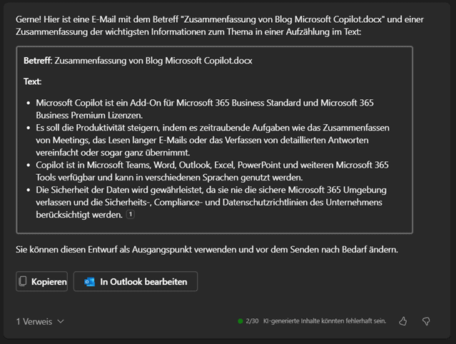 M365 Chat: Aus diversen Dokumenten eine Zusammenfassung generieren